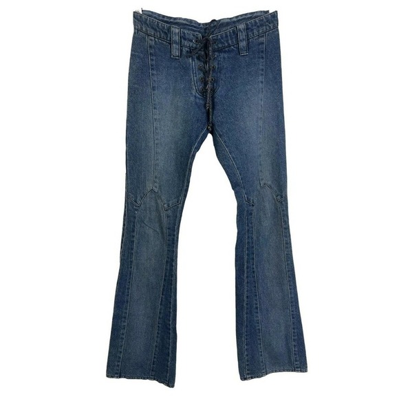 Mink Vox 2 Jeans Vintage RARE from Henry Duarte Y2K Lace Up Bootcut Low Rise - Picture 1 of 10